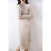 Vestido Cheongsam Outono e Inverno Novo Suéter de Caxemira Feminino Gola Alta Média Comprimento Acima do Joelho Emagrecedor Camisa Base de Lã Tricotada