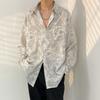 Camisa de fada masculina Primavera e Outono camisa divertida estampada masculina manga longa estilo Hong Kong solta moda casual casaco japonês