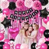 Juego de globos de colores contrastantes negro y rojo rosa más vendido transfronterizo, cortina de flecos de seda de lluvia, bola de flor de papel, suministros de decoración para fiestas de adultos para mujeres