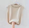 Meia gola alta frisado camisole mulheres roupa interior primavera e outono novo fundo curto malha fina estilo coreano elegante top elegante