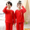 Conjunto de Ropa Interior Térmica de Felpa para Niños Ropa Gruesa de Otoño para Niños y Pantalones Pijamas de Dibujos Animados de Otoño e Invierno para Niños Mayores