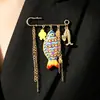 Broche Europeu e Americano Transfronteiriço de Joias em Formato de Coração Estrela Estrela de Quatro Pontas Corrente com Franja Acessório de Roupa para Mulheres Moda de Luxo Leve Acessório de Alfinete