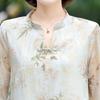 Roupas para Mãe 2026 Verão Nova Blusa de Chiffon de Manga Curta Conjunto Leve para Mulheres de Meia-Idade e Idosas Camiseta Top Elegante