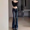 Jeans de Campana Retro para Mujer, Nuevo Estilo Americano de Invierno, Tiro Bajo, Corte Ajustado, Pantalones Versátiles de Pierna Recta