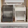 Estante de almacenamiento extraíble debajo del fregadero, caja de almacenamiento multicapa debajo del mueble del baño, cesta abatible debajo del lavabo, estante en capas
