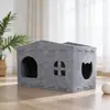 Villa para Gatos Integrada Resistente a Rayones y al Desgaste, Casa Plegable Semicerrada para Gatos, Nido y Rascador para Gatos de Doble Capa de Fieltro de Doble Uso