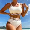 Traje de baño de dos piezas estilo bohemio de nuevo diseño transfronterizo para mujer, Bikini de alta gama, Ropa de baño blanca para vacaciones en la playa