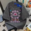 Algodão 100% Puro Divertido Moderno Desenho Animado Solto Emagrecedor Verão Casal Tie-Dye Gola Redonda Manga Curta Camiseta Top Unissex