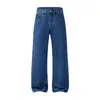 Pantalones Vaqueros Vintage Lavados Teñidos de Azul de Peso Pesado 14 oz para Hombre Muqiu, Pantalones Largos Estilo Old Money para Viaje Tallas Grandes para Hombre