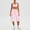 Nuevo conjunto de yoga: sexy, agradable a la piel, de cuello halter, sin espalda sujetador deportivo, de cintura alta, corte holgado, pantalones de tres cuartos y shorts - un conjunto de fitness
