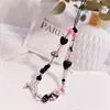 Joia Original Fofa para Menina Black Pink Doce Legal Amor Laço Cruz de Diamante Corrente de Celular com Contas Mochila