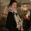 Cachecol grosso de mohair cinza quente para mulheres inverno estilo coreano novo de alta qualidade à prova de frio xale de casal cachecol da moda