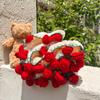 Manta Nueva Terminada de Terciopelo de Bambú con Ramo de Rosas Regalo de San Valentín para Novia Manta para Siesta Se Puede Vender al por Mayor a Través de las Fronteras