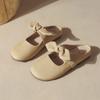 Chinelos Baotou Femininos Outwear Lazy Shoes 2024 Primavera Novo Estilo Francês Laço Suave Slip-on Meio Sapatos