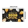 Tecido de Fundo para Ano Novo 2026 Transfronteiriço Festa de Ano Novo Temática de Feriado Tecido para Fotografia Decoração de Festa ao Ar Livre Tecido para Pendurar