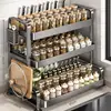 Suporte para Temperos Cozinha Caixa de Armazenamento Multicamadas Bancada Multifuncional Garrafa de Óleo Sal Molho Vinagre Pote de Tempero Prateleira