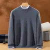 Suéter de punto de lana pura para hombre, cuello redondo, estilo simple y casual, nueva colección otoño/invierno, color liso, adecuado para ropa de negocios, jersey básico