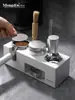 Dispensador de polvo, pisón de café, juego de tres piezas, soporte para pisón de máquina de café, martillo pisón, herramienta de almacenamiento