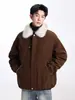 Chamarra de Plumas para Hombre Enbu Estilo Retro Americano Cuello Grande de Piel Otoño e Invierno Nuevo Estilo Gruesa Cálida Chamarra de Plumas Abrigo para Hombre