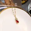 Tiktok mais vendido atraindo riqueza pingente de cabaça vermelha Pixiu colar de aço titânio moda feminina temperamento joias de luxo leve