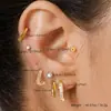 Moda Coreana Ins Patrón Geométrico Simple Pendientes de Botón con Diamantes para Mujer Acero Inoxidable Personalizado Chapado en Oro de 18K Joyería de Alta Gama