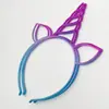 Diadema de Unicornio Aliexpress Diadema de Plástico con Purpurina de Colores Accesorios para el Cabello Europeos y Americanos Adornos para Fiestas Adornos para Cumpleaños Infantiles