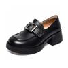 Zapatos de Plataforma para Mujer Primavera 2025 Hebilla Cuadrada Tacón Grueso Zapatos Slip-on Estilo Europeo y Americano Mocasines Zapatos de Cuero