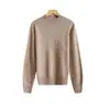 Suéter de cachemira para mujer, color liso, cuello semi alto, tejido de punto holgado, otoño/invierno 26, suéter de lana como capa base