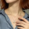 Estilo Coreano y Japonés Nuevo Acero Inoxidable Acero de Titanio Perla Redonda Circonita Colgante Cadena Fina para Clavícula Collar en Capas Chapado en Oro