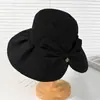 Chapéu Bucket Color Sólida com Laço para Mulheres, Estilo Coreano Chapéu de Sol para Verão, Chapéu de Sol Versátil para Viagem e Férias
