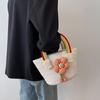 Bolso de mano tejido japonés para vacaciones en la playa, nueva moda de verano 2022, bolso de hombro tejido de paja, bolso de mujer sencillo