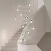 Novo Modelo Lustre Longo, Todo em Cobre, para Duplexes, Espiral, Luxo Leve, Villa Estilo Americano, Casa Construída Sob Medida, Lustre para Escada de Cristal 2025