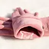 Guantes Cálidos para Otoño e Invierno, Estilo Delgado de Gamuza Lindo para Estudiantes Mujeres para Escribir con Forro Polar Añadido, Dos Dedos Expuestos para Otoño