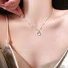 Cadena de Clavícula de Círculo Grande de Piedra Ojo de Gato para Mujer, Súper Hada, Collar Dulce y de Alta Gama, Diseño de Nicho, Collar de Lujo Accesible