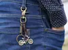 Chaveiro masculino vintage de couro de vaca da moda coreana, pingente de liga metálica de bicicleta, pingente para mochila de meninas