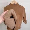 Suéter de cuello alto para niños, otoño e invierno, nuevo suéter de terciopelo de una pieza para niños y niñas, camisa de base gruesa con forro polar para bebés.