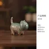 Enfeites Criativos de Gato, Enfeites de Animal de Chá Cerâmico Fofo, Brinquedos de Chá, Decorações Divertidas e Curativas para Casa, Mesa de Trabalho, Entrada