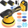 Máquina de Polimento e Enceramento Elétrica Portátil 21V com Bateria de Lítio, Display Digital Sem Fio, 8 Velocidades, Ferramenta de Beleza Automotiva para Polimento e Enceramento de Pintura