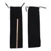Bolsa de franela negra bolsa de almacenamiento de joyas bolsillo con cordón de franela juego de texto bolsa de paja 8*26cm