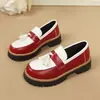Sapatos de couro estilo britânico com blocos de cor e franjas, salto grosso, cabedal de couro, mocassins modernos, tamanho 43, salto baixo, sola grossa, sapatos de tamanho grande