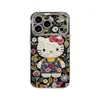Aplicável para transformar instantaneamente em Apple 17promax Pulseira de Couro Floral Gato KT para Celular iPhone Capa Rígida Macia Personalização UV