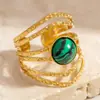 Anillo de Acero Inoxidable Transfronterizo Diseño de Nicho Femenino Joyería de Alta Gama Chapado en Oro Verdadero de 18k Anillo de Acero de Titanio