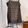 Otoño e Invierno Nuevo Bufanda Cálida de Cachemira Bordada para Mujer Estilo Étnico Retro Artístico Hilado Core-spun Decoración de Borlas