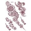 Nuevo tatuaje temporal de encaje rojo marrón con henna para boda, dama de honor, tatuaje impermeable, pegatinas, fábrica en stock, venta al por mayor, impresión