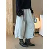 Calça Jeans Casual Larga com Bolsos Grandes, Caimento Solto, Cropped para Mulheres, Estilo Japonês Simples e Fashion, Nova Coleção de Primavera