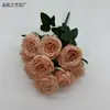 Camélia de 9 galhos com bordas encaracoladas, buquê de rosas artificiais, decoração de arco para corredor de casamento, flores artificiais para comércio transfronteiriço e arranjos florais