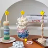 Organizador de acessórios de cabelo de madeira em formato de estrela, suporte de armazenamento para elásticos de cabelo e tiaras, porta-grampos tubarão, organizador e expositor de mesa para grampos de cabelo, brincos e joias