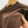 Camiseta Base de Terciopelo para Hombre, Sudadera de Invierno con Cuello Semi Alto para Otoño e Invierno para Hombre, Camiseta de Manga Larga de Color Puro Cálida de Doble Cara de Terciopelo