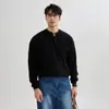 Suéter Henley de punto pesado estilo americano, casual y adecuado para el trabajo, color liso, manga larga, para hombre otoño/invierno, estilo old money, tejido retro