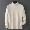 Suéter Masculino de Lã Tricô Espesso Sem Costura Bai Cai Rong Temporada Outono/Inverno Gola Alta Meia Gola Pulôver Solto Suéter Base Tricô